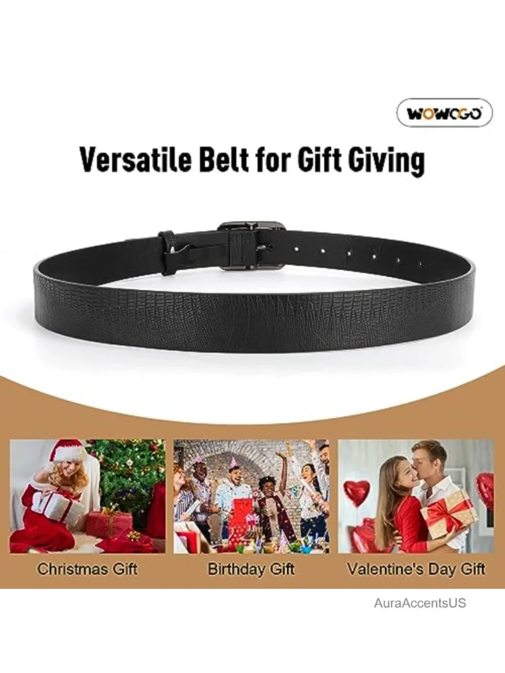 Vintage Flower Women's Faux Leather Belt with Buckle, Adjustable Waist Belt for